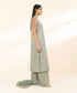 Unstitched Women's Embroidered Lawn Green Three Piece Suit
